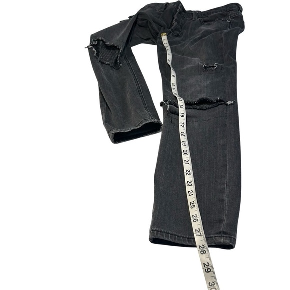Free People Distressed Skinny Ankle Jeans Black Button Fly Jeans Sz 27 - Picture 13 of 13